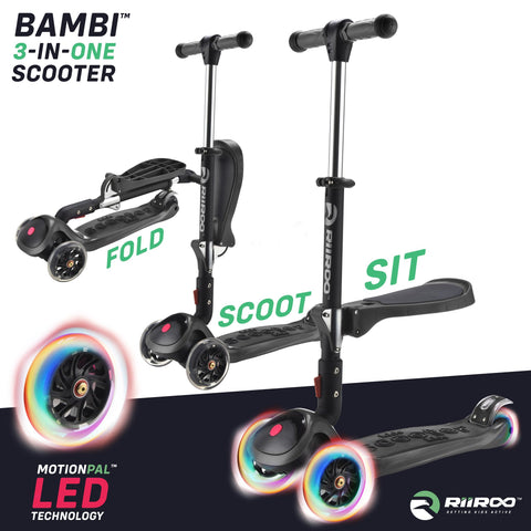 RiiRoo 3 in One Bambi Kids Scooter In Black