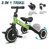 RiiRoo 3 in 1 Kids Tricycles Trike 3 Wheel Toddler Balance Bike Adjustable Seat