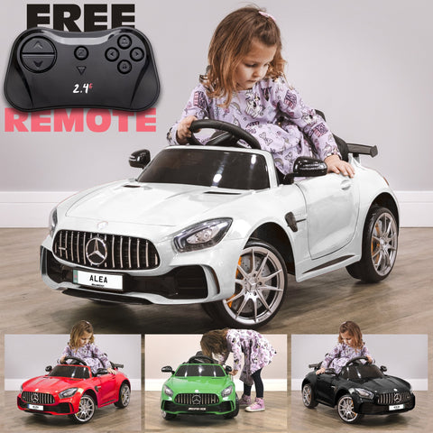 RiiRoo Mercedes Benz AMG GT R Ride On Car in white and remote control White